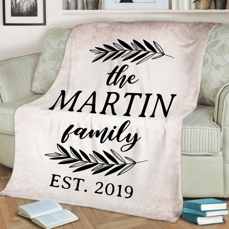 Personalized Family Name Blanket Housewarming Gift Mother's Day Gift Father's Day Gift Gift For Parents Grandparents Custom Gift For Couples