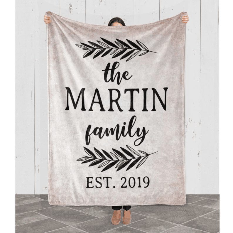 Personalized Family Name Blanket Housewarming Gift Mother's Day Gift Father's Day Gift Gift For Parents Grandparents Custom Gift For Couples