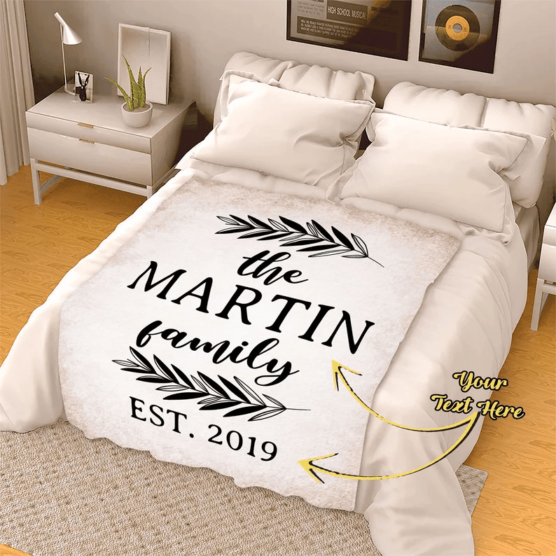 Personalized Family Name Blanket Housewarming Gift Mother's Day Gift Father's Day Gift Gift For Parents Grandparents Custom Gift For Couples