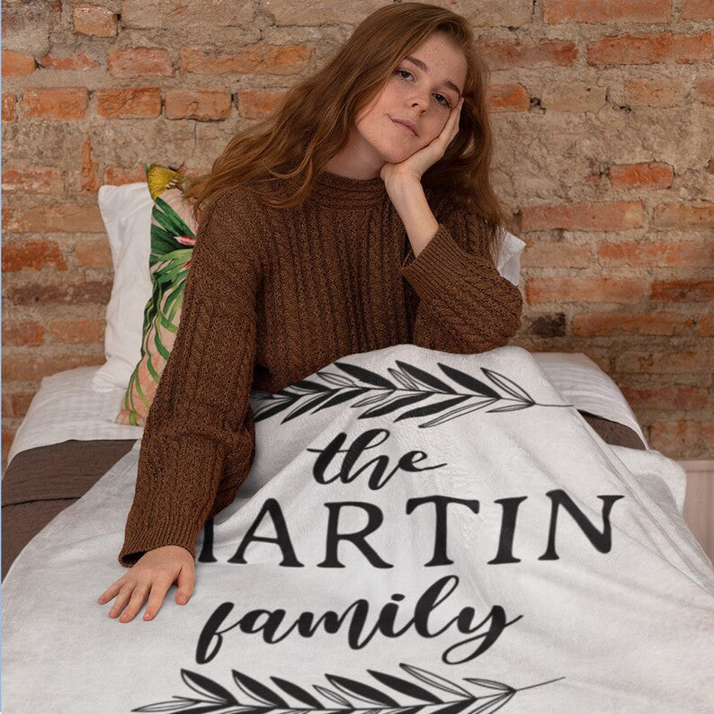 Personalized Family Name Blanket Housewarming Gift Mother's Day Gift Father's Day Gift Gift For Parents Grandparents Custom Gift For Couples