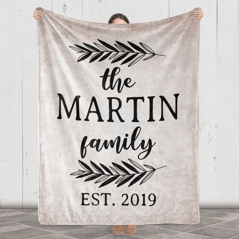 Personalized Family Name Blanket Housewarming Gift Mother's Day Gift Father's Day Gift Gift For Parents Grandparents Custom Gift For Couples