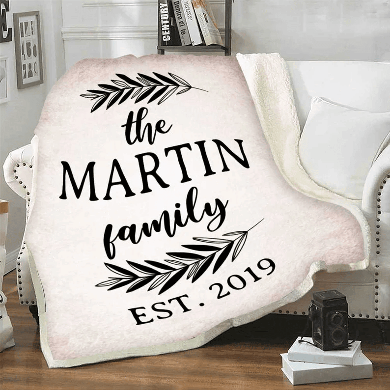 Personalized Family Name Blanket Housewarming Gift Mother's Day Gift Father's Day Gift Gift For Parents Grandparents Custom Gift For Couples