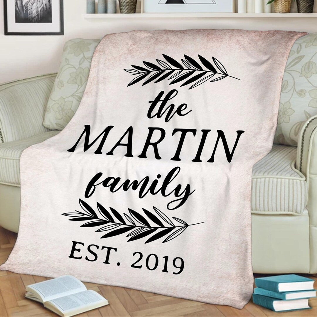 Personalized Family Name Blanket Housewarming Gift Mother's Day Gift Father's Day Gift Gift For Parents Grandparents Custom Gift For Couples