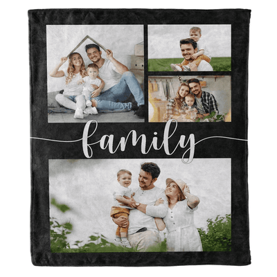 Personalized Family Photo Blanket Gift For Christmas Birthday Anniversary Collage Fleece Blanket Custom Gift for Couple Grandparents Mom Dad