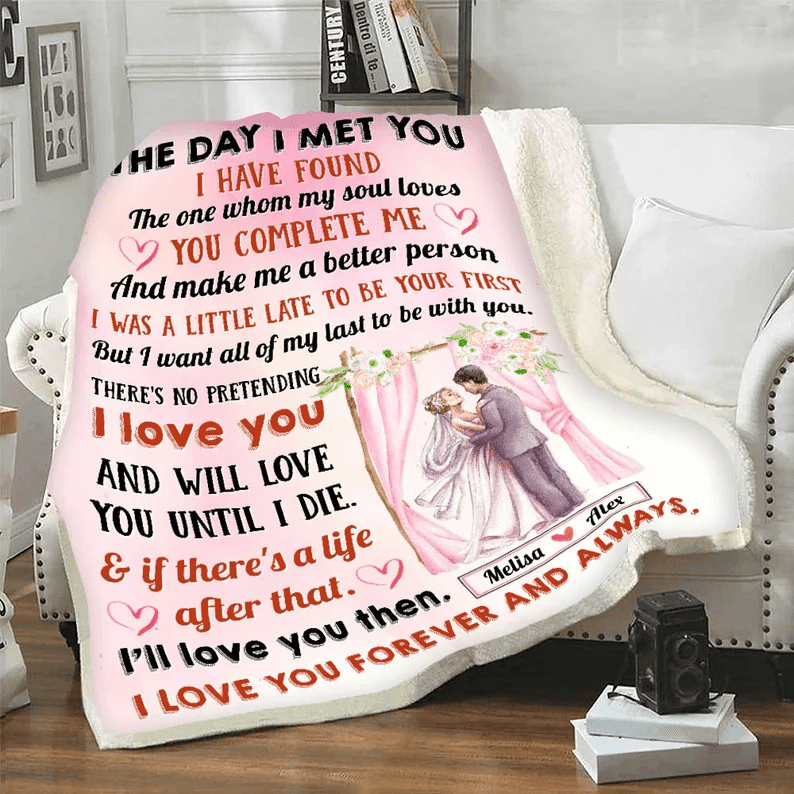 Customized I Love You Forever And Always Couples Blanket, Couples Fleece Blanket Gift For Birthday, Anniversary, Gift From Hubby Custom Gift