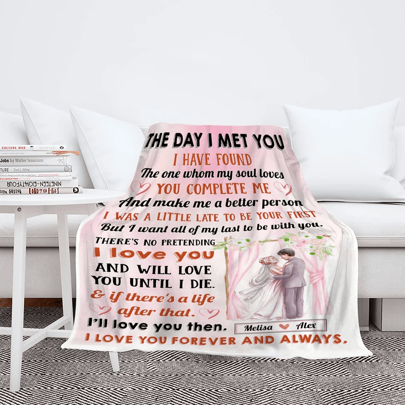 Customized I Love You Forever And Always Couples Blanket, Couples Fleece Blanket Gift For Birthday, Anniversary, Gift From Hubby Custom Gift