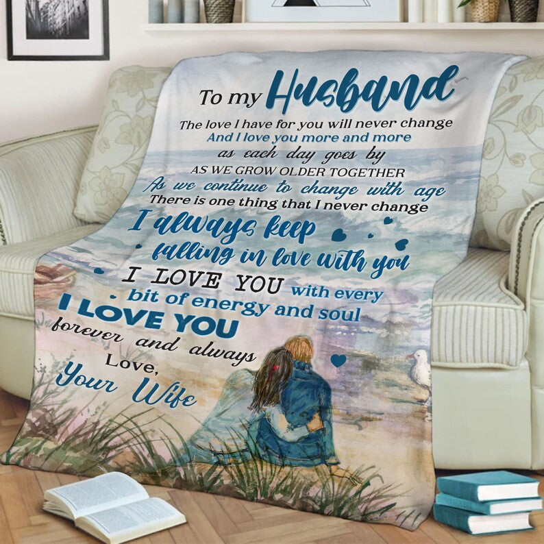 To My Husband I Love You Fleece Blanket, Gift From Wife, Blanket For Husband, Gift For Hubby, Anniversary, Birthday, Christmas Gift For Him