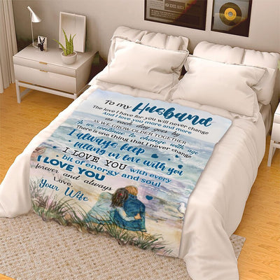 To My Husband I Love You Fleece Blanket, Gift From Wife, Blanket For Husband, Gift For Hubby, Anniversary, Birthday, Christmas Gift For Him