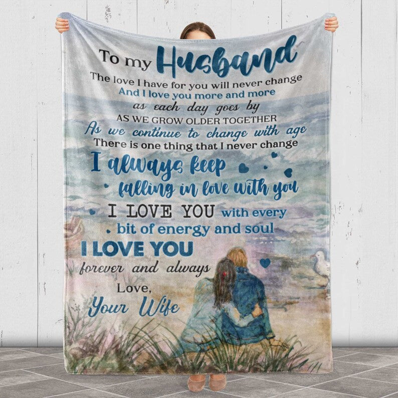 To My Husband I Love You Fleece Blanket, Gift From Wife, Blanket For Husband, Gift For Hubby, Anniversary, Birthday, Christmas Gift For Him