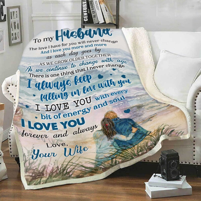 To My Husband I Love You Fleece Blanket, Gift From Wife, Blanket For Husband, Gift For Hubby, Anniversary, Birthday, Christmas Gift For Him