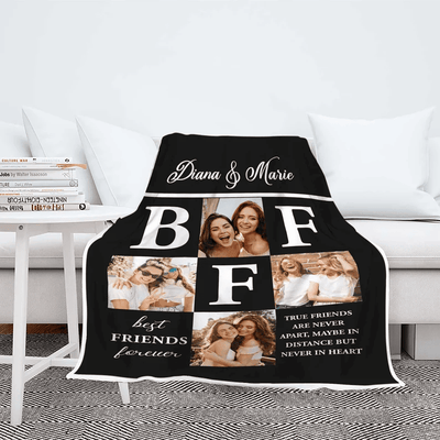 Best Friends Forever Personalized Photo Blanket Gift For Friends/Sister For Friendship Day, True Friends Are Never Apart Custom Gift For Her