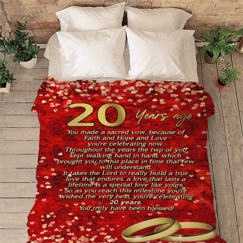 20 Years Of Marriage Parent's Anniversary Blanket Gift Romantic Gift For Wife Husband Dad Mom Couples Custom Gifts For Her 20 Years Together