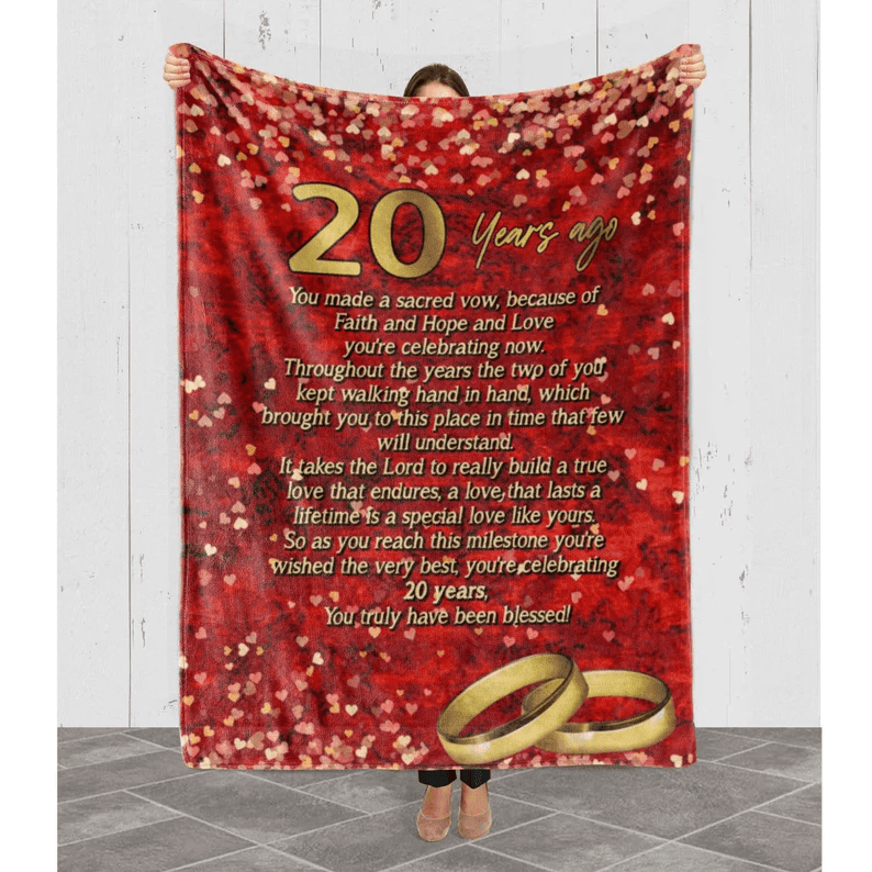 20 Years Of Marriage Parent's Anniversary Blanket Gift Romantic Gift For Wife Husband Dad Mom Couples Custom Gifts For Her 20 Years Together