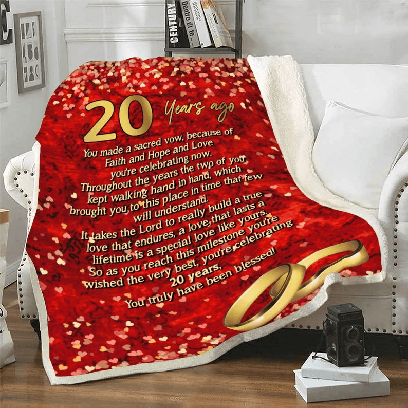 20 Years Of Marriage Parent's Anniversary Blanket Gift Romantic Gift For Wife Husband Dad Mom Couples Custom Gifts For Her 20 Years Together