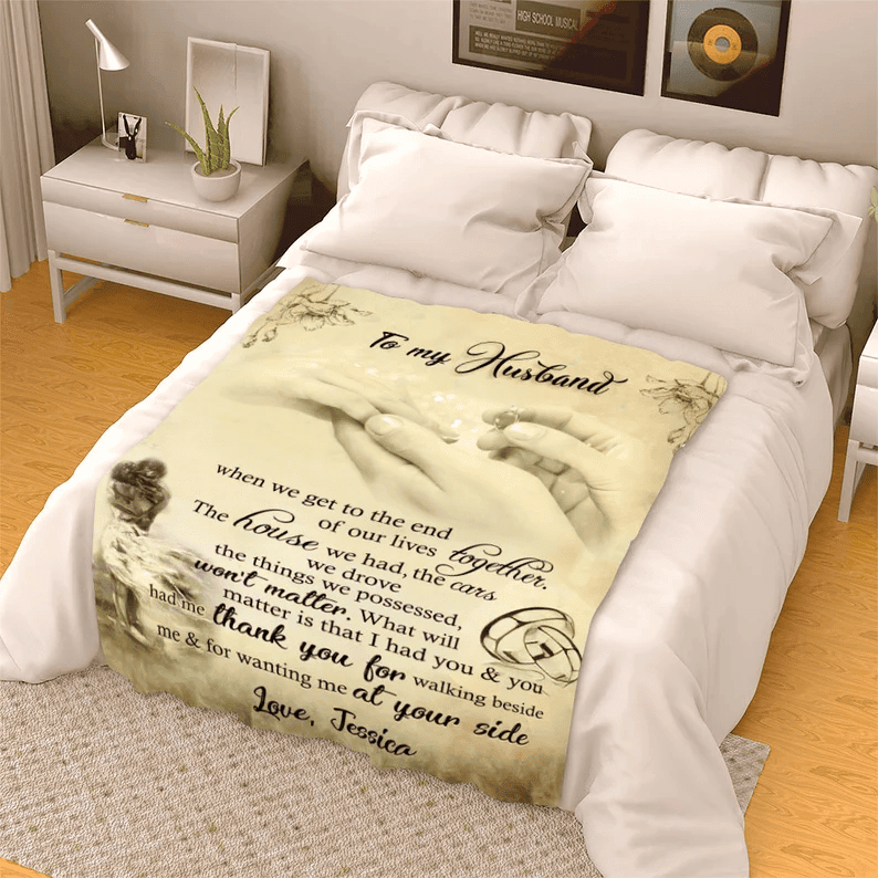 Valentine's Day Gift For Husband, Customized To My Husband Blanket, Gift For Hubby, Birthday, Engagement, Anniversary Gifts,  Gift From Wife