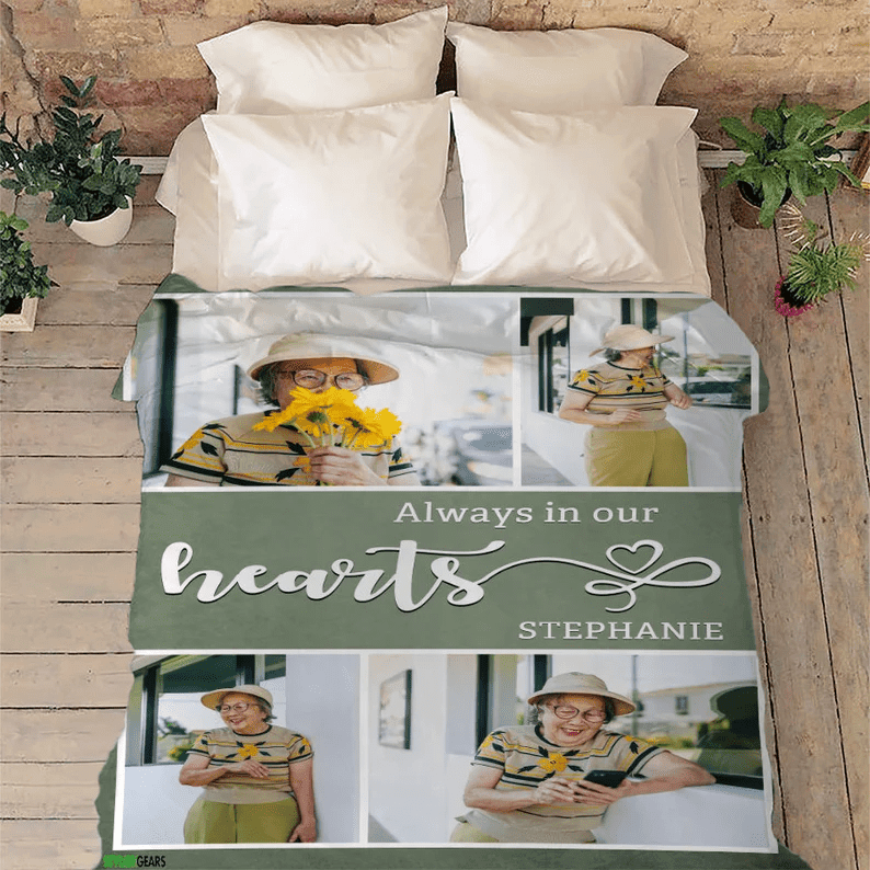 Custom Memory Blanket With Picture, Memorial Blanket, Personalized Memorial Photo Blanket, Gift For Birthday, Christmas, Customized Gift