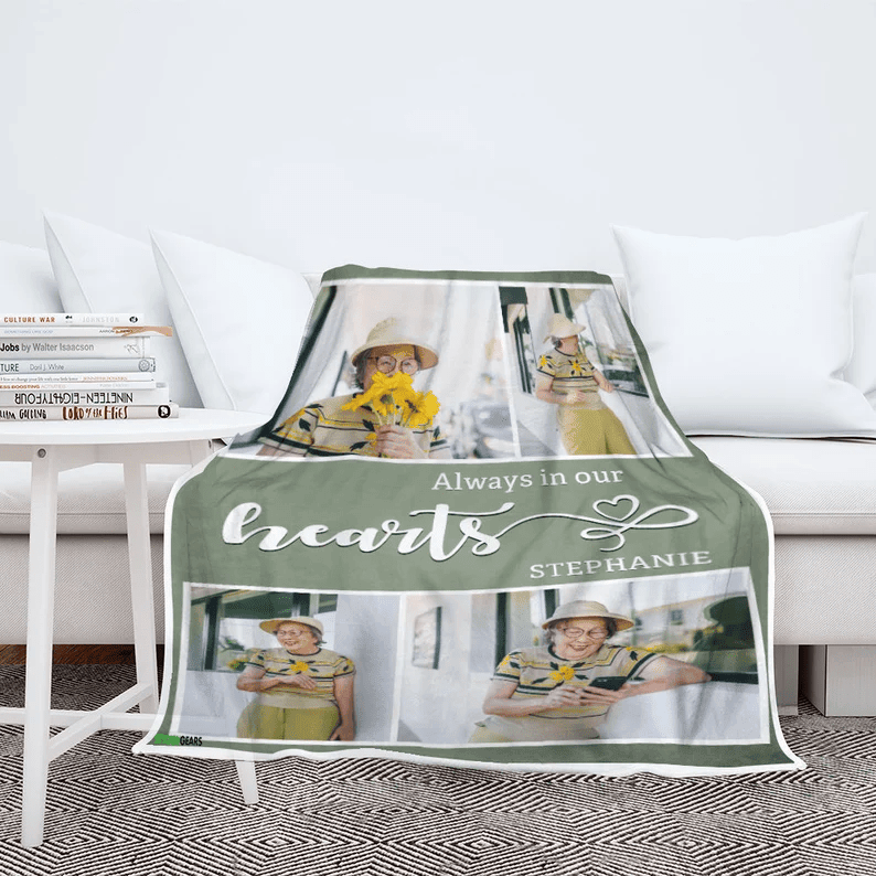 Custom Memory Blanket With Picture, Memorial Blanket, Personalized Memorial Photo Blanket, Gift For Birthday, Christmas, Customized Gift