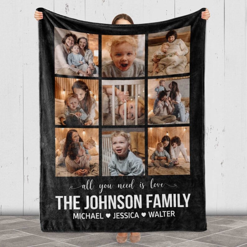 Family Photo Blanket Customized Family Collage Blanket Tree Gift For Family Get Together Christmas Thanksgiving birthday Family Photo Gift