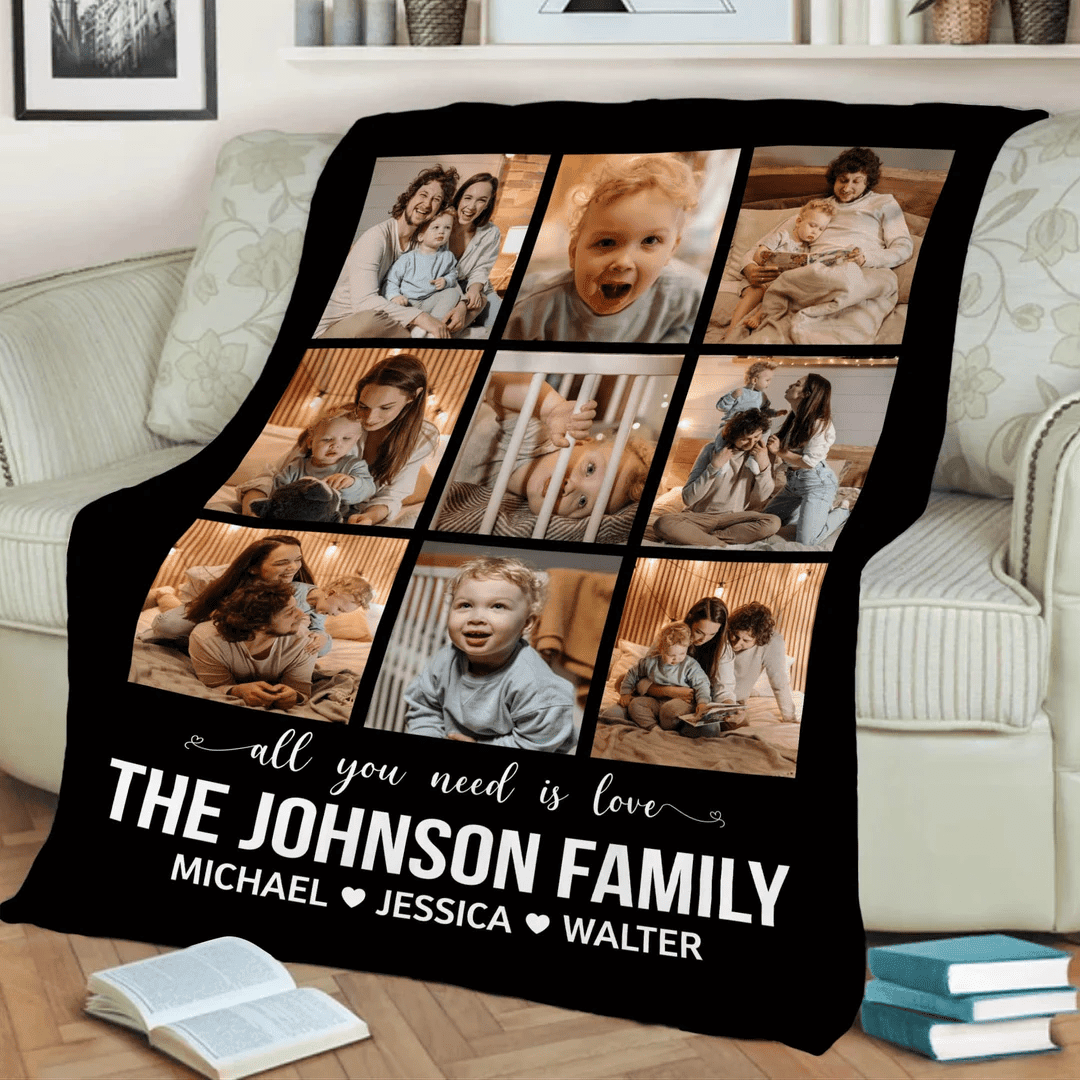 Family Photo Blanket Customized Family Collage Blanket Tree Gift For Family Get Together Christmas Thanksgiving birthday Family Photo Gift