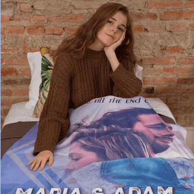 Forever & Always Couples Fleece Blanket I Love You Till The End Of Time Customized Personalized Photo Blanket For Couples Gift For Birthday