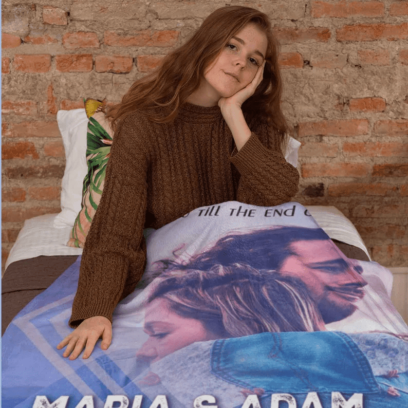 Forever & Always Couples Fleece Blanket I Love You Till The End Of Time Customized Personalized Photo Blanket For Couples Gift For Birthday