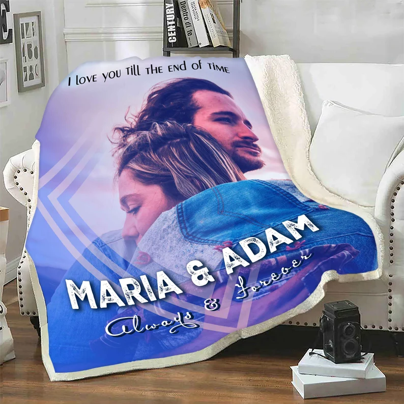 Forever & Always Couples Fleece Blanket I Love You Till The End Of Time Customized Personalized Photo Blanket For Couples Gift For Birthday