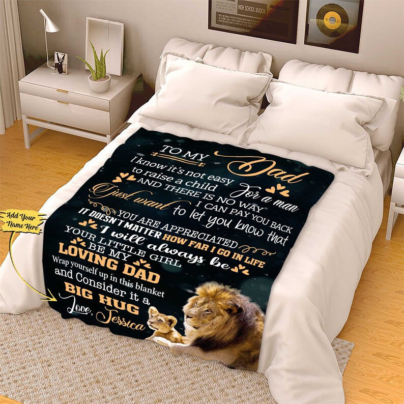 To My Dad You're Appreciated Customized Blanket Fathers Day Gift For Dad Gift For Dads From Daughter/Son To My Dad Custom Blanket With Quote