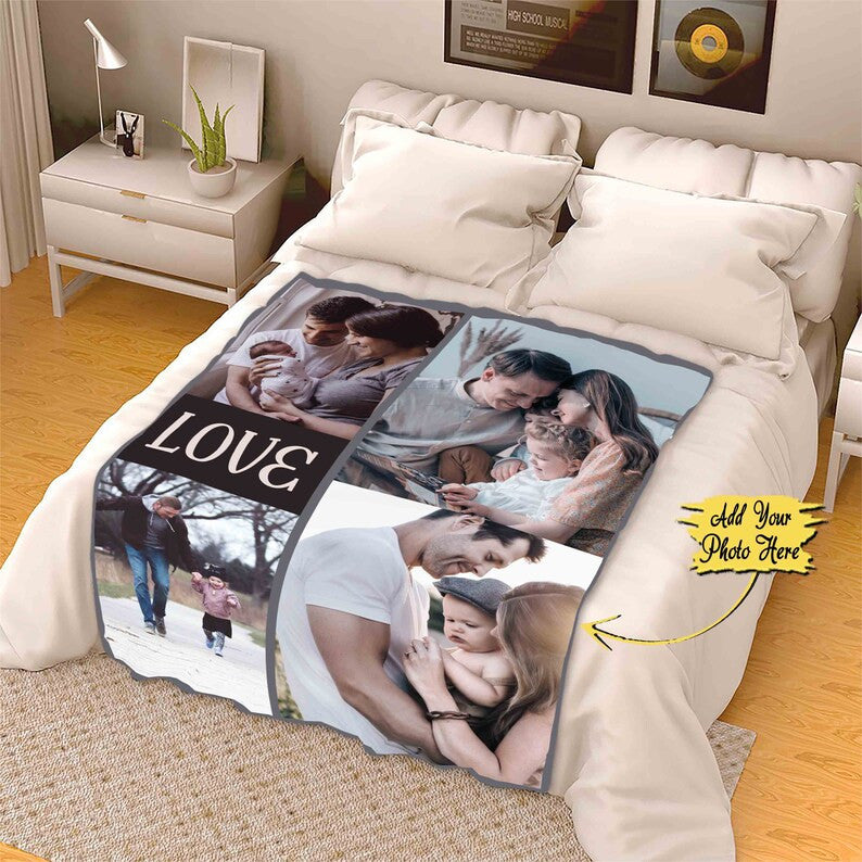 Family Photo Blanket Customized Customized Picture Throw Blanket for Adults Kids Memorial Gift for Anniversary Day Custom Collage Blanket
