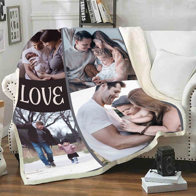 Family Photo Blanket Customized Customized Picture Throw Blanket for Adults Kids Memorial Gift for Anniversary Day Custom Collage Blanket