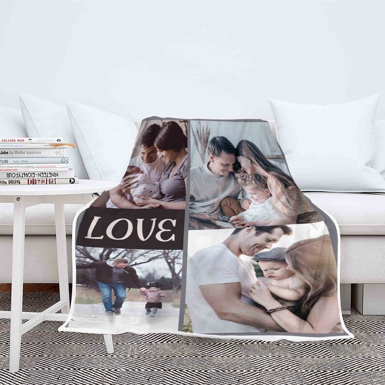 Family Photo Blanket Customized Customized Picture Throw Blanket for Adults Kids Memorial Gift for Anniversary Day Custom Collage Blanket