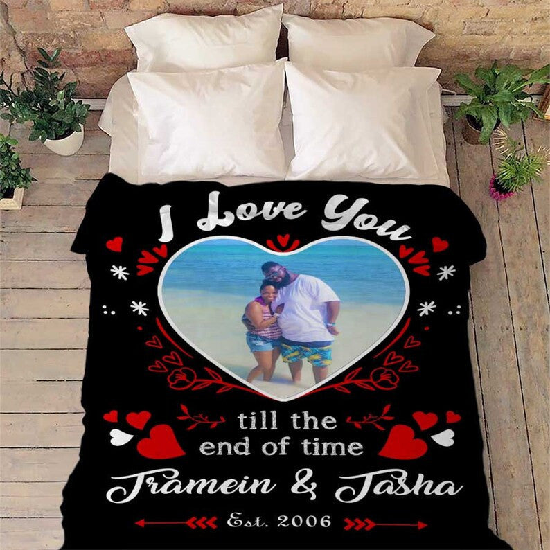 Valentine Day Gift For Wife Customized Photo Blanket, Gift For Couples, Gift From Husband, Birthday Gift, I Love You Quilt, Romantic Gifts