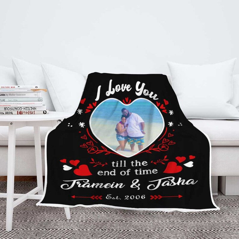 Valentine Day Gift For Wife Customized Photo Blanket, Gift For Couples, Gift From Husband, Birthday Gift, I Love You Quilt, Romantic Gifts