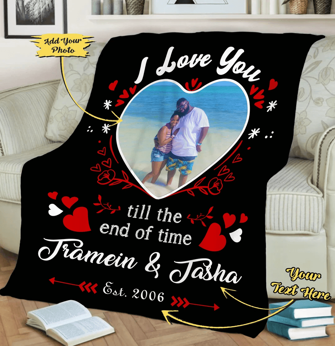 Valentine Day Gift For Wife Customized Photo Blanket, Gift For Couples, Gift From Husband, Birthday Gift, I Love You Quilt, Romantic Gifts