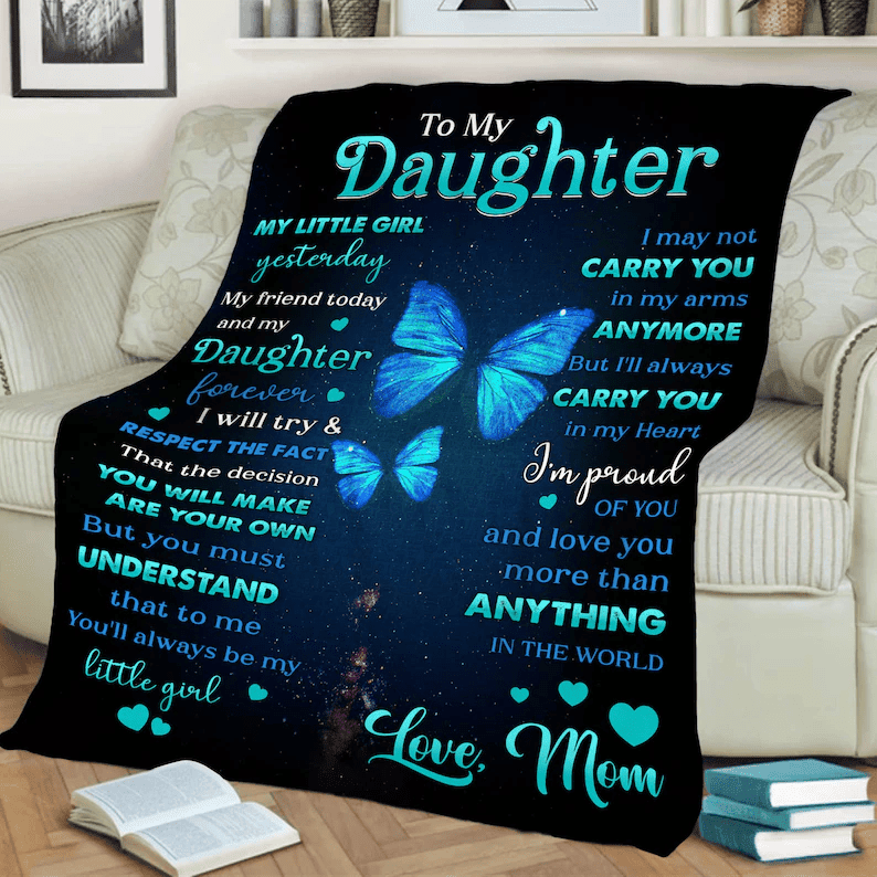 To My Daughter You Are My Sunshine Customized Blanket, Blanket For Daughter From Mom, Gift For Daughter's Birthday, Christmas, Custom gift