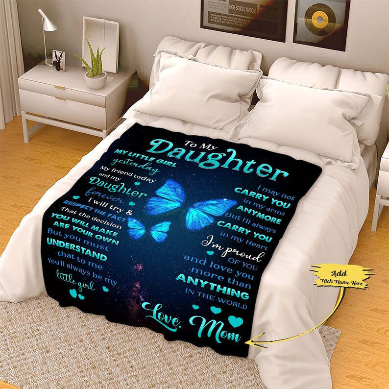 To My Daughter You Are My Sunshine Customized Blanket, Blanket For Daughter From Mom, Gift For Daughter's Birthday, Christmas, Custom gift