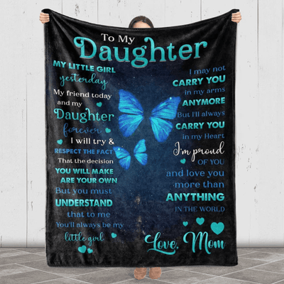To My Daughter You Are My Sunshine Customized Blanket, Blanket For Daughter From Mom, Gift For Daughter's Birthday, Christmas, Custom gift