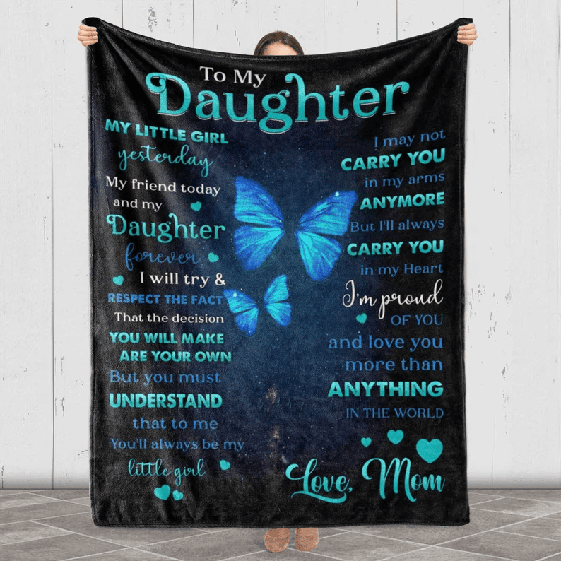 To My Daughter You Are My Sunshine Customized Blanket, Blanket For Daughter From Mom, Gift For Daughter's Birthday, Christmas, Custom gift