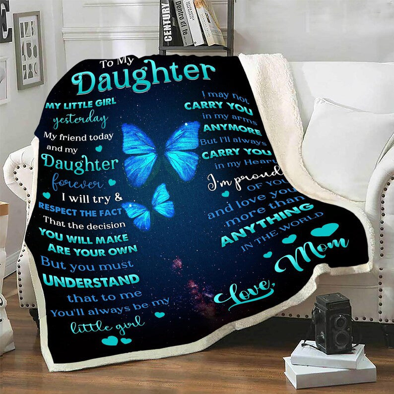 To My Daughter You Are My Sunshine Customized Blanket, Blanket For Daughter From Mom, Gift For Daughter's Birthday, Christmas, Custom gift