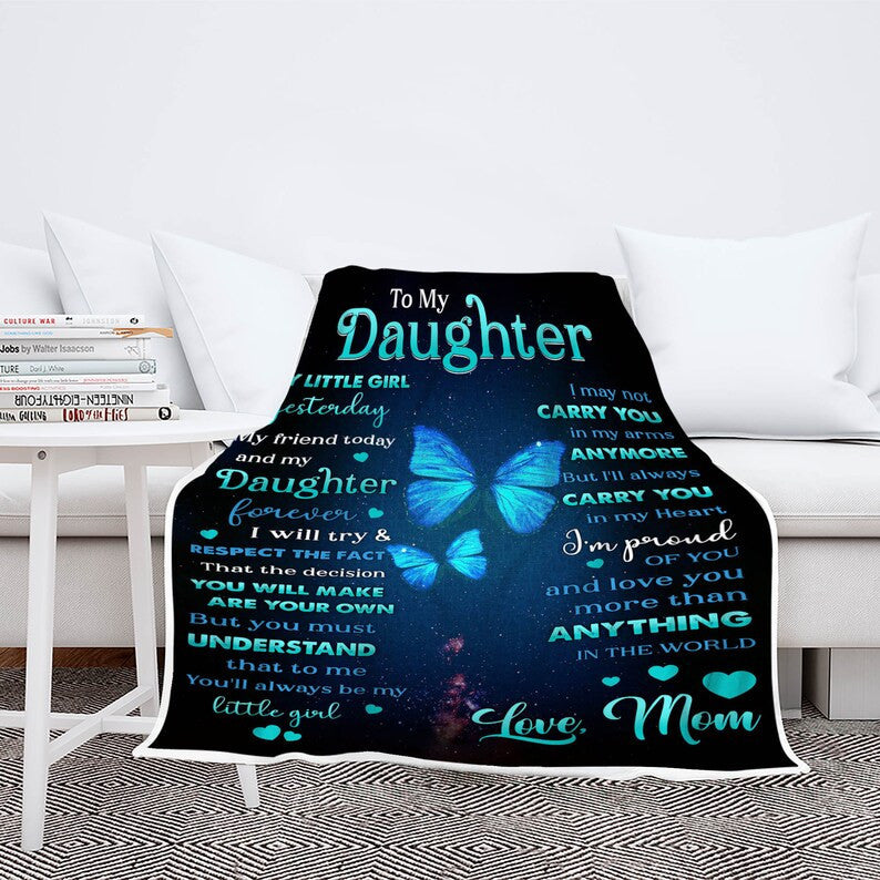 To My Daughter You Are My Sunshine Customized Blanket, Blanket For Daughter From Mom, Gift For Daughter's Birthday, Christmas, Custom gift