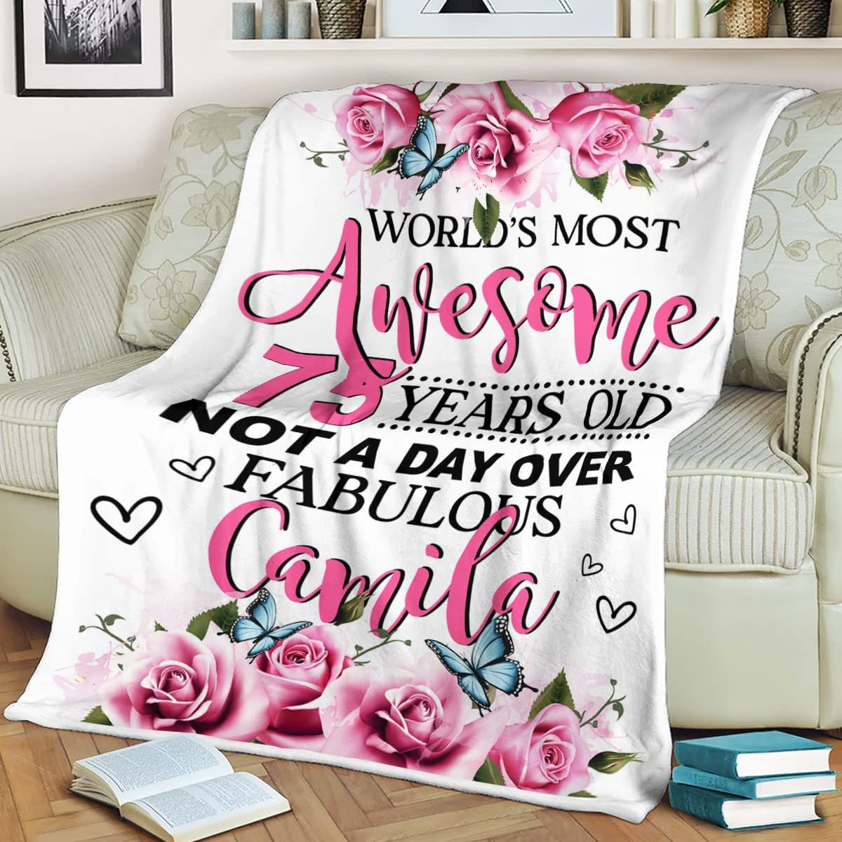 75th Birthday Blanket World's Most Awesome 75 Years Old Since 1947 Bday Anniversary Decorations For Women Wife Mom Grandma Fleece Sherpa Throw Blankets