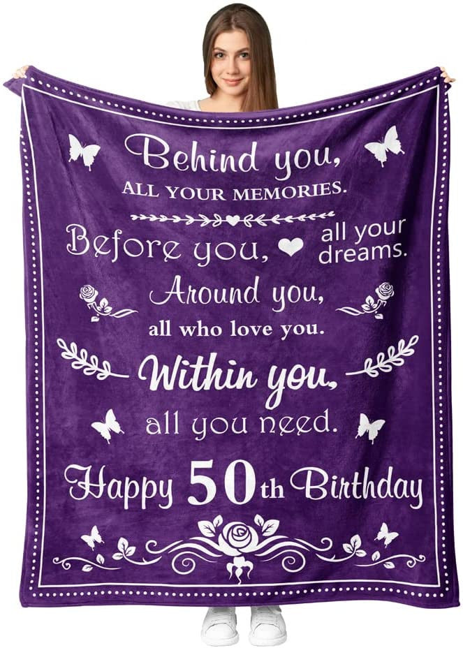 Happy 50th Birthday Gifts Blanket For Women Her Wife Sister Mom Friends Grandmother Coworker Boss 50th Birthday Blankets 50th Birthday Gift Ideas Gifts For 50th Birthday
