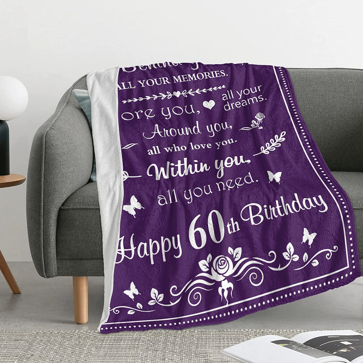 60th Birthday Gifts For Women Blanket Funny 1962 Birthday 60th Gift Idea Throw Blankets For Wife Her Mom Friends Coworker Boss Flannel Fleece Soft Warm Throw Blankets