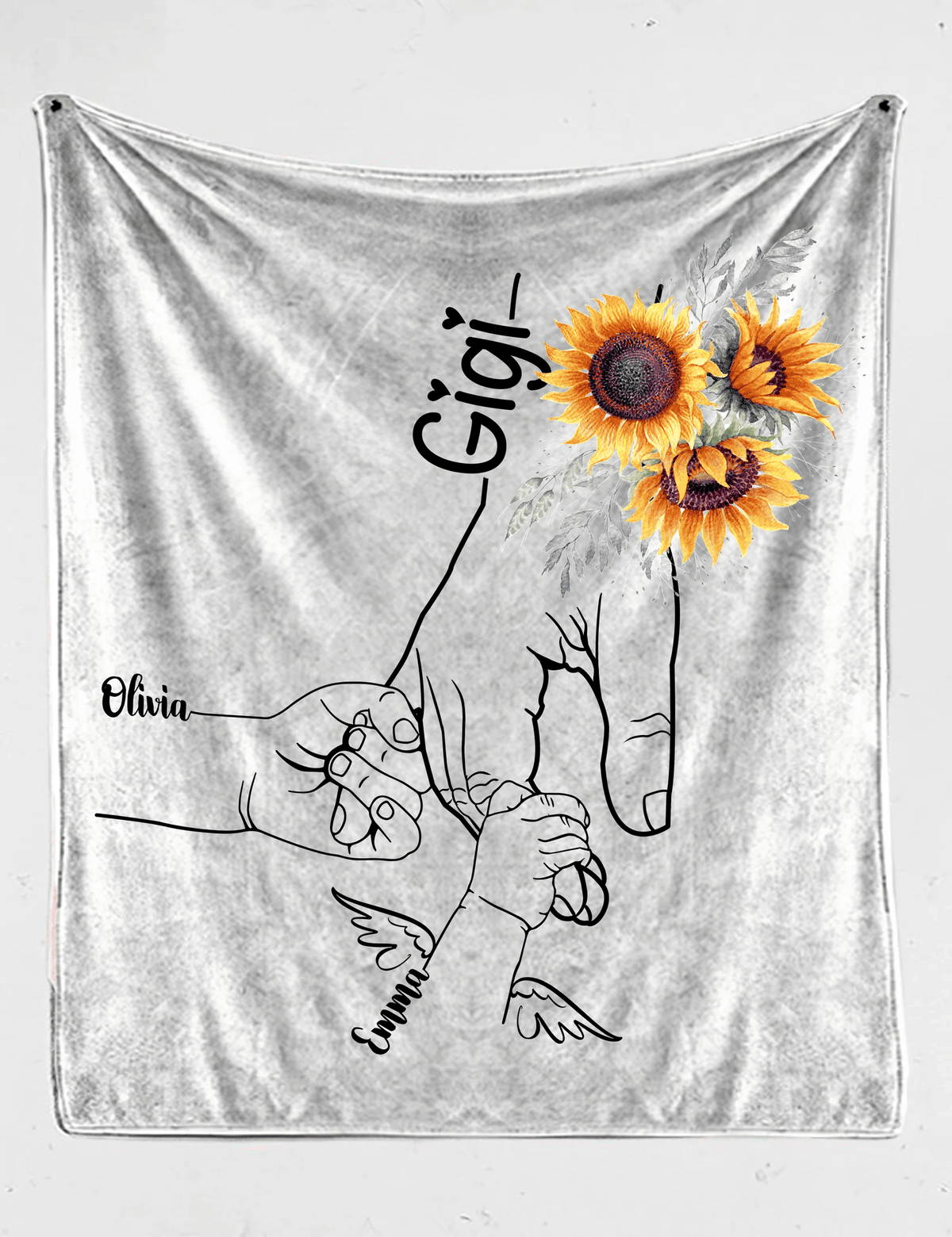 Gigi Hands Grandkids Sunflower Blanket
