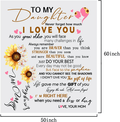To My Daughter Blanket from Mom Dad Sunflower Blanket Soft Cozy Lightweight Throw Blanket for Couch Sofa Bed Living Room Home Decor Daughter Gifts