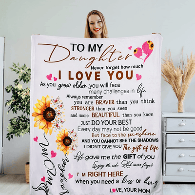 To My Daughter Blanket from Mom Dad Sunflower Blanket Soft Cozy Lightweight Throw Blanket for Couch Sofa Bed Living Room Home Decor Daughter Gifts