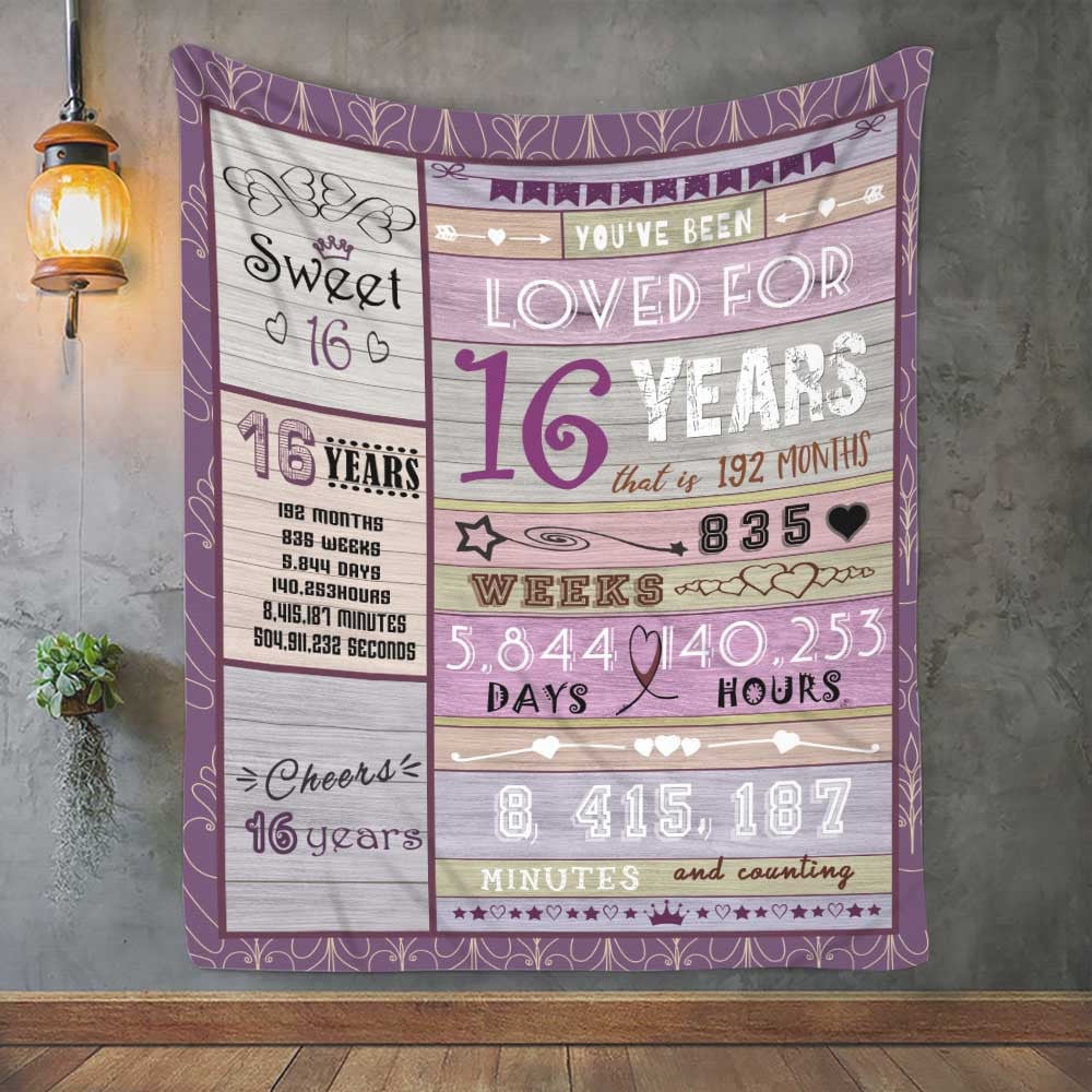 16th Birthday Blanket Birthday Gifts For Girls - 16 Year Old Girl Gifts For Birthday - Sweet 16 Gifts For Girls - Friendship Gifts For 16 Year Old Teen Girl