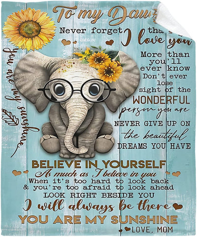 To My Granddaughter From Grandma - Personalized Elephant Blanket Gift For Birthday Anniversary Wedding Graduation Gift For Her