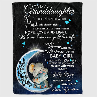 To My Granddaughter From Grandma - Personalized Elephant Blanket Gift For Birthday Anniversary Wedding Graduation Gift For Her
