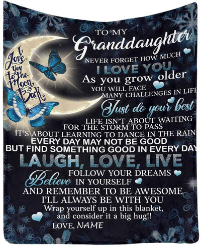 To My Granddaughter From Grandma - Personalized Elephant Blanket Gift For Birthday Anniversary Wedding Graduation Gift For Her