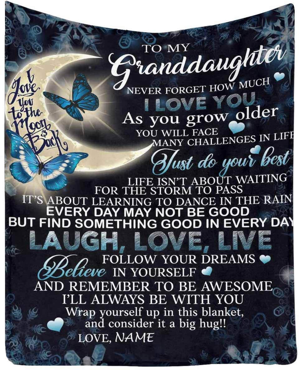 To My Granddaughter From Grandma - Personalized Elephant Blanket Gift For Birthday Anniversary Wedding Graduation Gift For Her